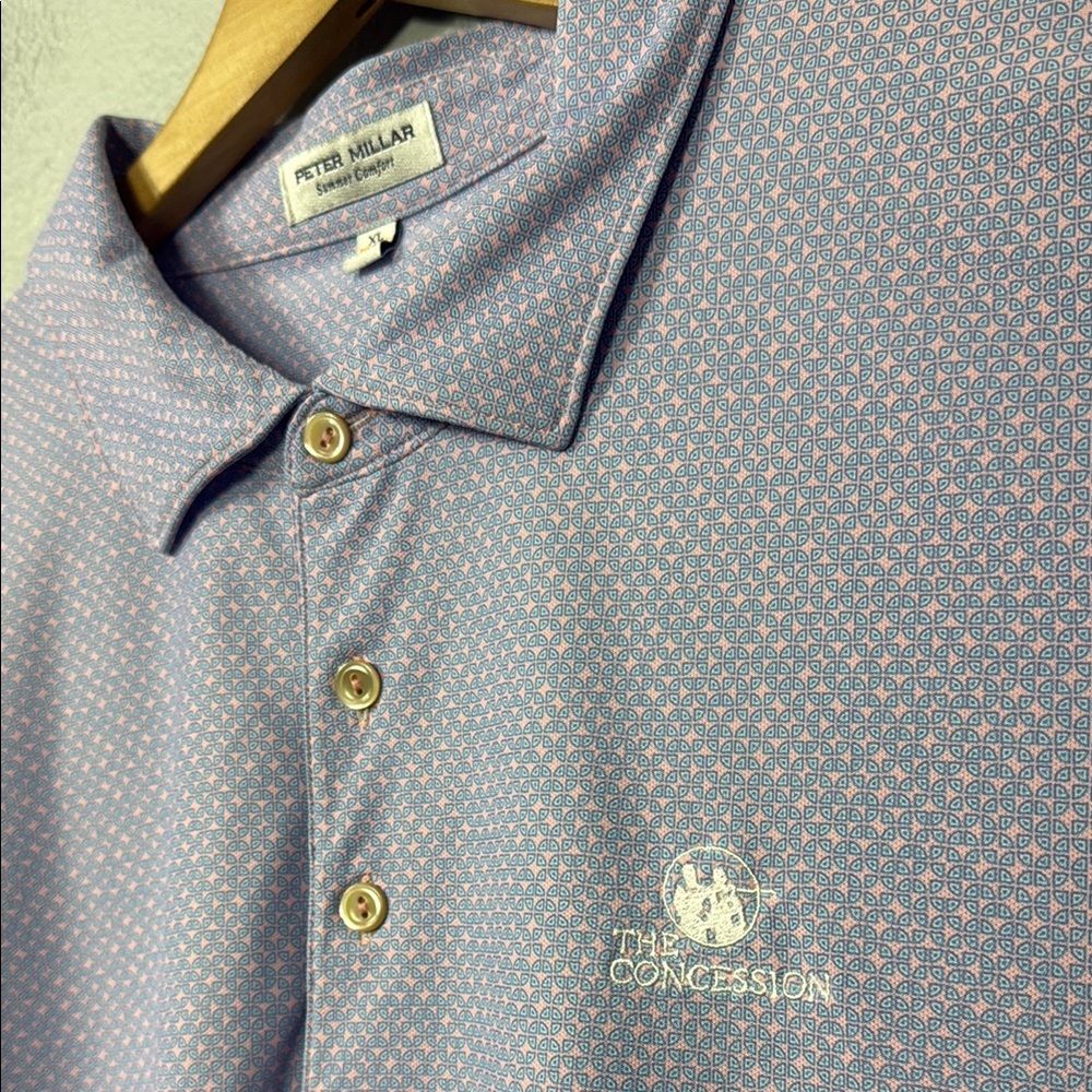 Peter Millar Men's Palmer Pink Shirley Performance Mesh Polo